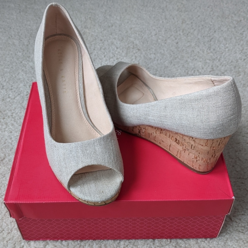 Linen Canvas Wedge Platform Peep Toe Heel Sandals